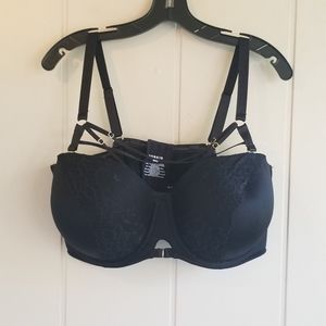 Torrid Full Coverage Bra  44G Black Strappy Lace Adjustable Sexy Underwi…